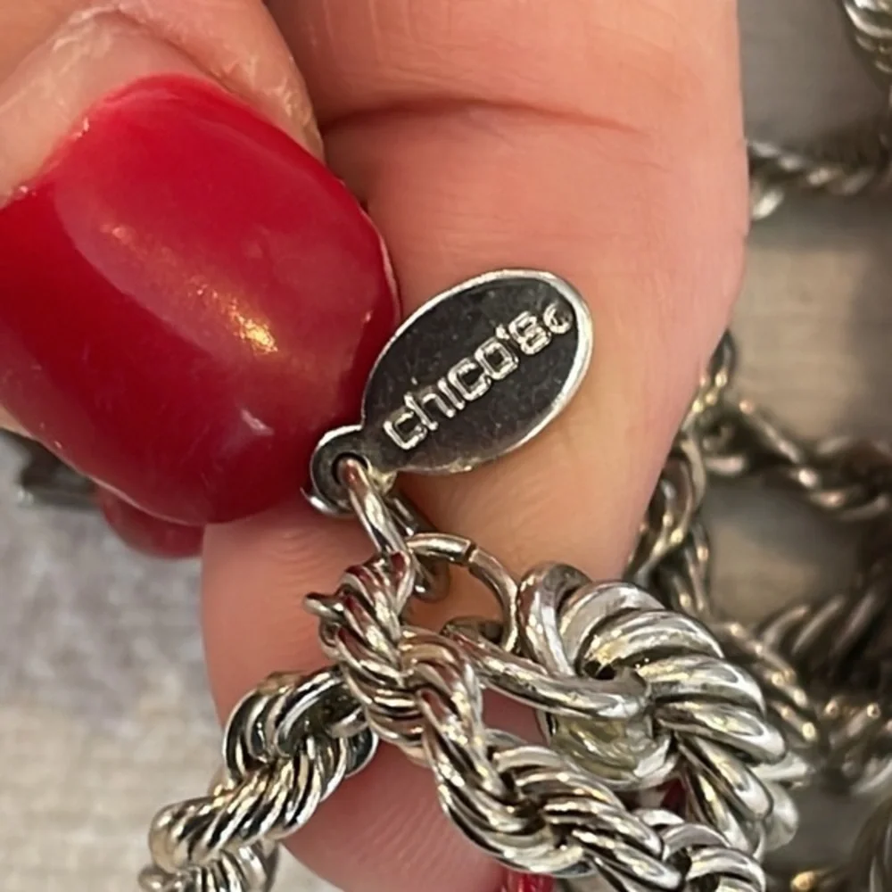 Chicos triple strand graduated size silver tone braided twisted chain